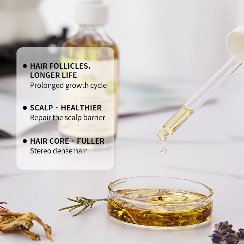 Huile de traitement capillaire pour femmes noires, herbes ayurvédiques biologiques 100% naturelles