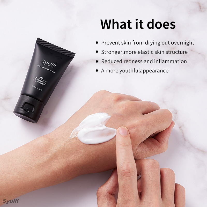 Système de soins de la peau Syulli pour hommes (ensemble de 4 pièces) – Nettoyer, exfolier, hydrater le jour, réparer la nuit.