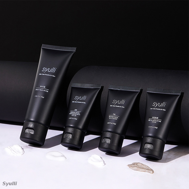 Système de soins de la peau Syulli pour hommes (ensemble de 4 pièces) – Nettoyer, exfolier, hydrater le jour, réparer la nuit.