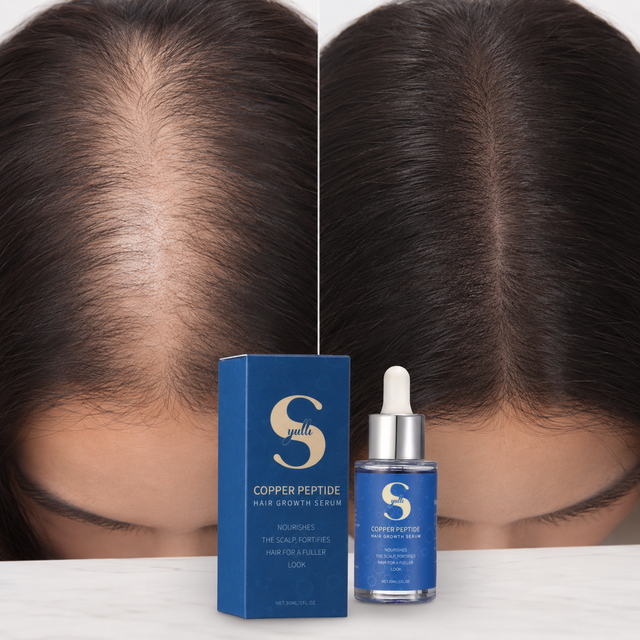 Syulli Sérum de croissance capillaire à 1 % de peptides de cuivre, anti-chute, mélange d'huiles de graines de plantes, 1 ml X 55